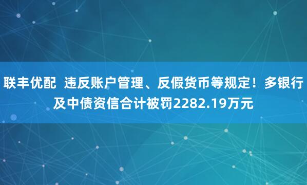 联丰优配  违反账户管理、反假货币等规定！多银行及中债资信合计被罚2282.19万元